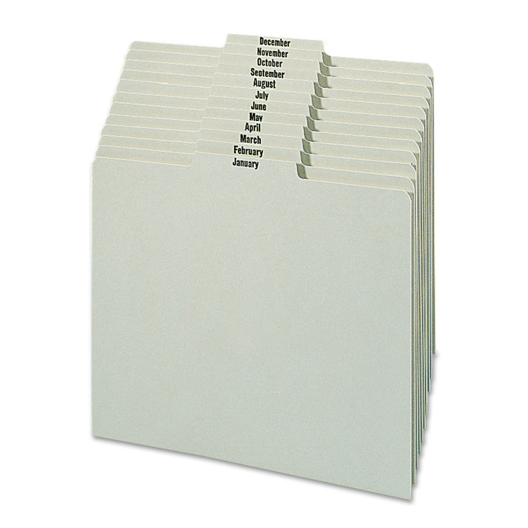 Smead Pressboard Monthly Recycled Top Tab File Guides, 12/Set Wayfair